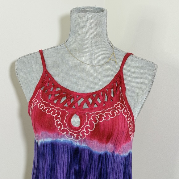 Isla bonita tie-dye summer dress tie-dye beach coverup in Pink - Picture 2 of 8